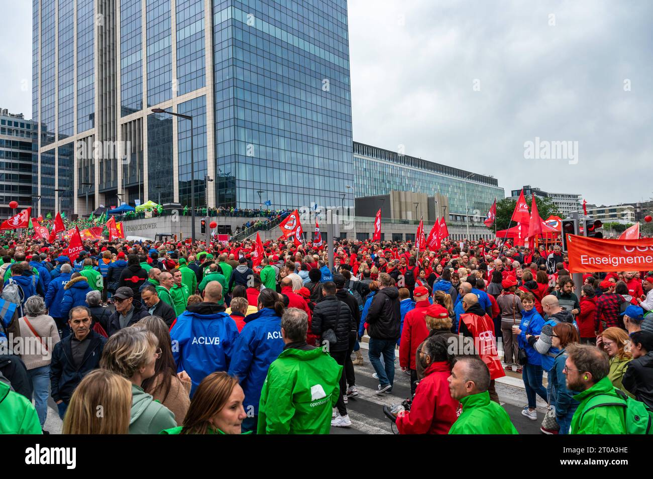 Brussels, Belgium, October 5, 2023 - Protestation march of the unions for the right to protest Credit: Imago/Alamy Live News Stock Photo