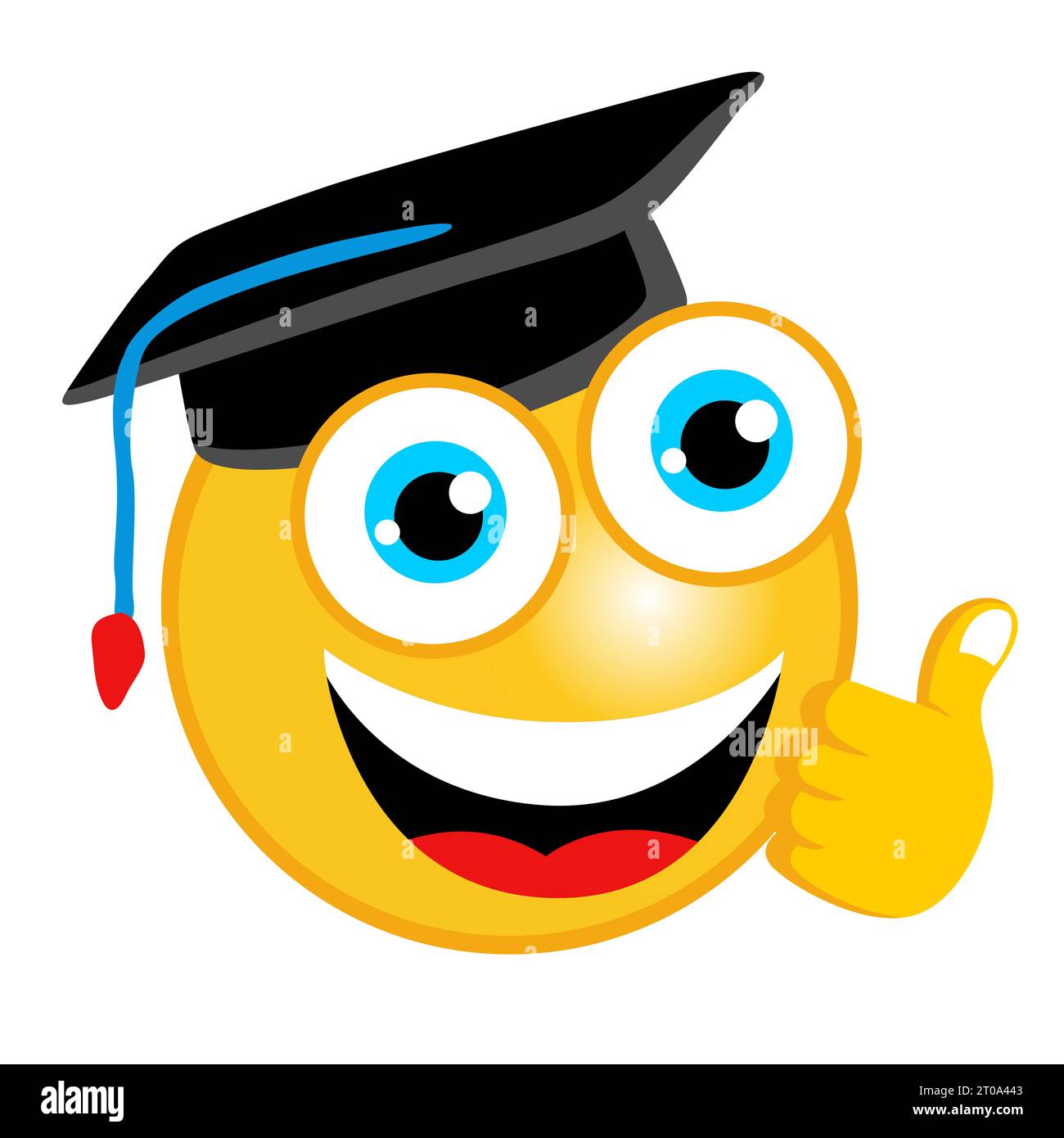vector cartoon of scholar emoticon with thumbs up Stock Vector