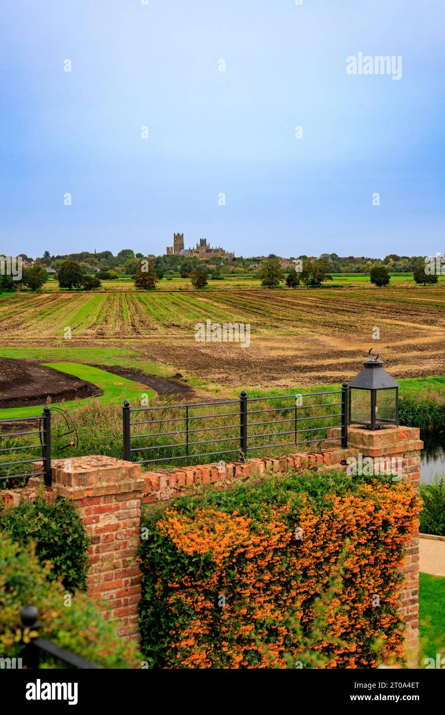 Ely Cathedral is known as The Ship of the Fens because of its raised site above the surrounding Fenland in Cambridgeshire, England, UK Stock Photo