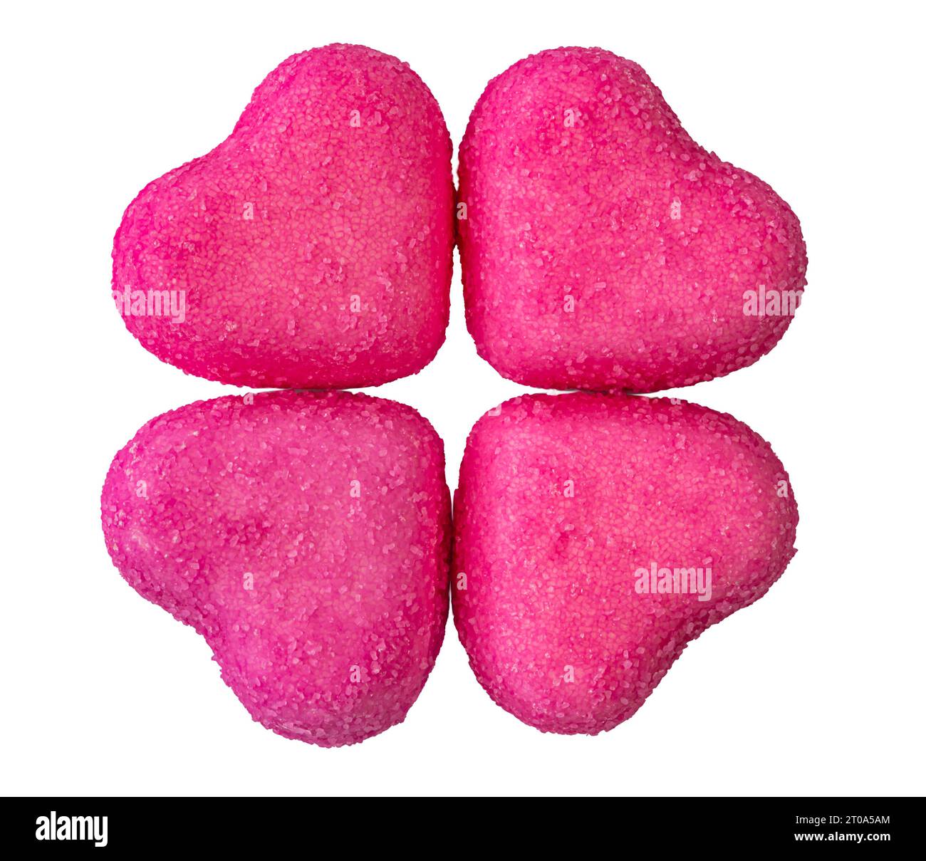 four pink hearts, clover leaf on white background. High quality photo Stock Photo