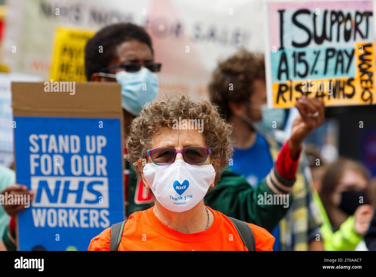 Bristol - NHS staff and members of the public take part in a Protest for NHS Patient Safety, Pay Justice and an End to Privatisation protest march. Stock Photo