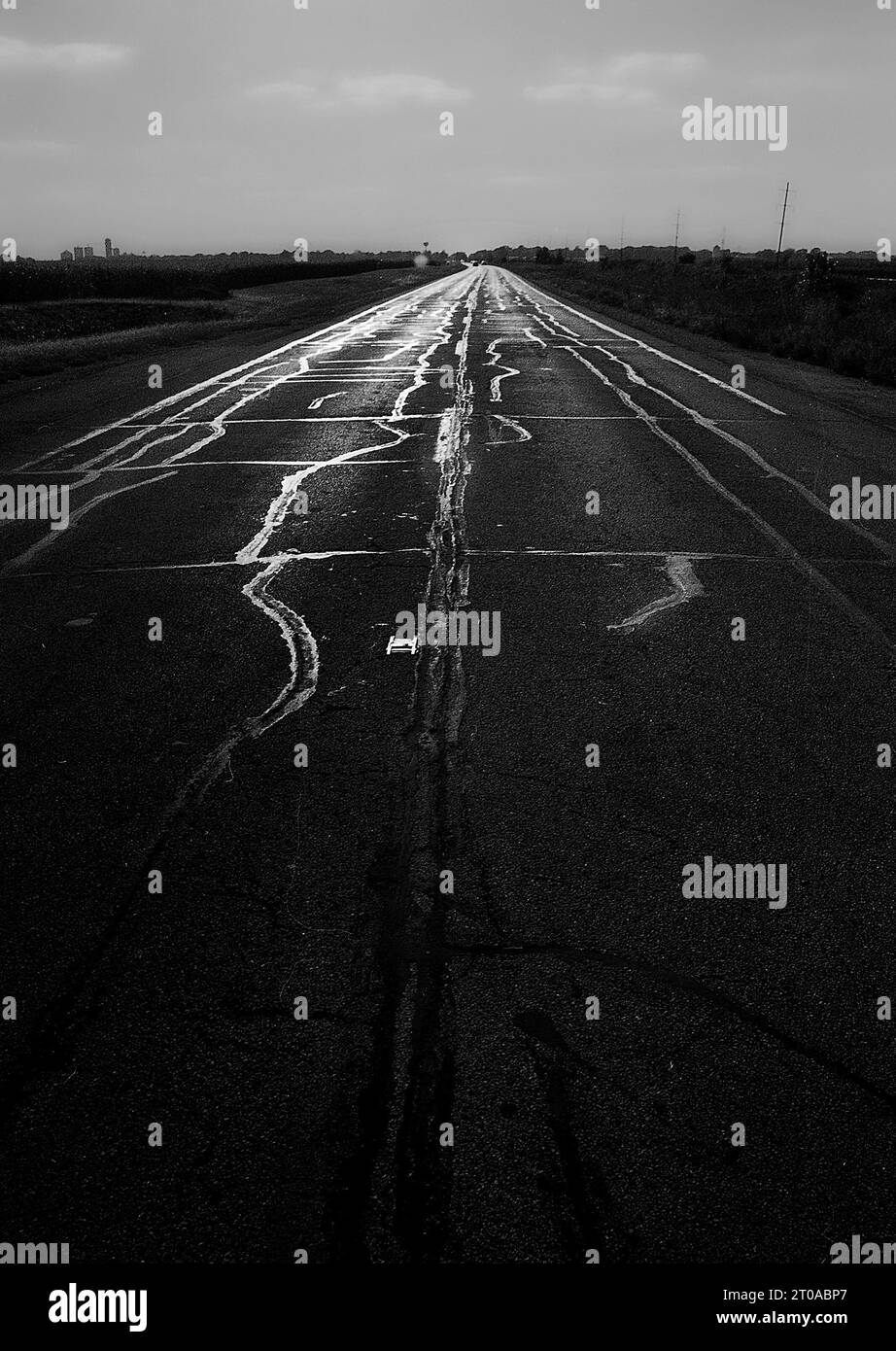 Two Lane Highway Vanishing point Stock Photo