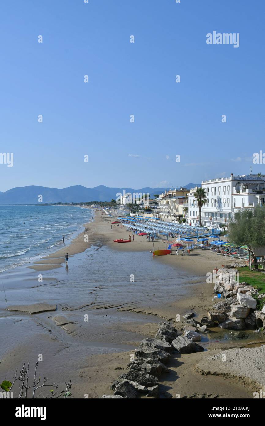 View of the beach of Sperlonga, a seaside village in the province of Latina, Italy. Stock Photo