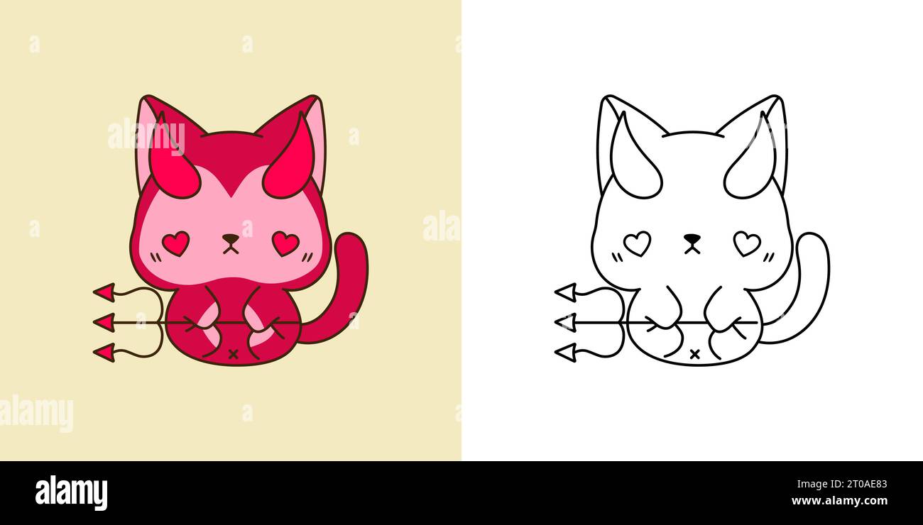 Clipart Halloween Siamese Cat Multicolored and Black and White. Cute ...