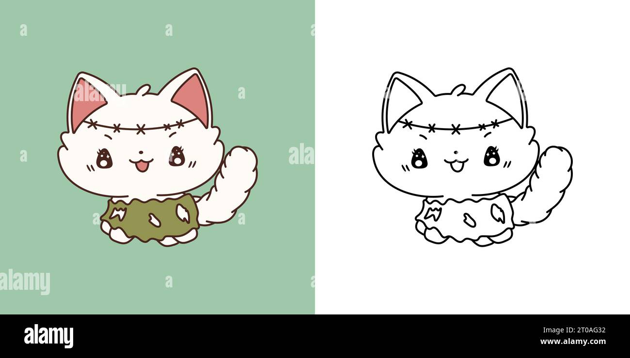 Kawaii Halloween Ragdoll Cat Multicolored and Black and White ...