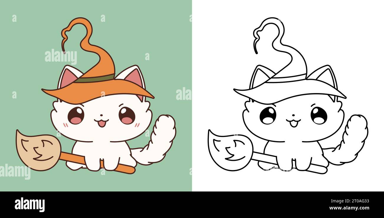 Set Halloween Ragdoll Cat Multicolored and Black and White. Kawaii Clip ...