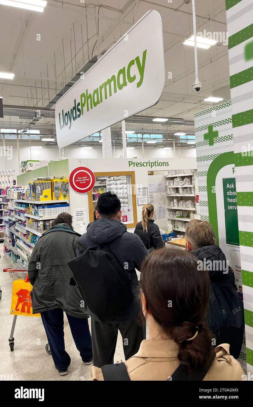 Lloyds pharmacy inside Sainsburys. south London. UK February 2023. Stock Photo