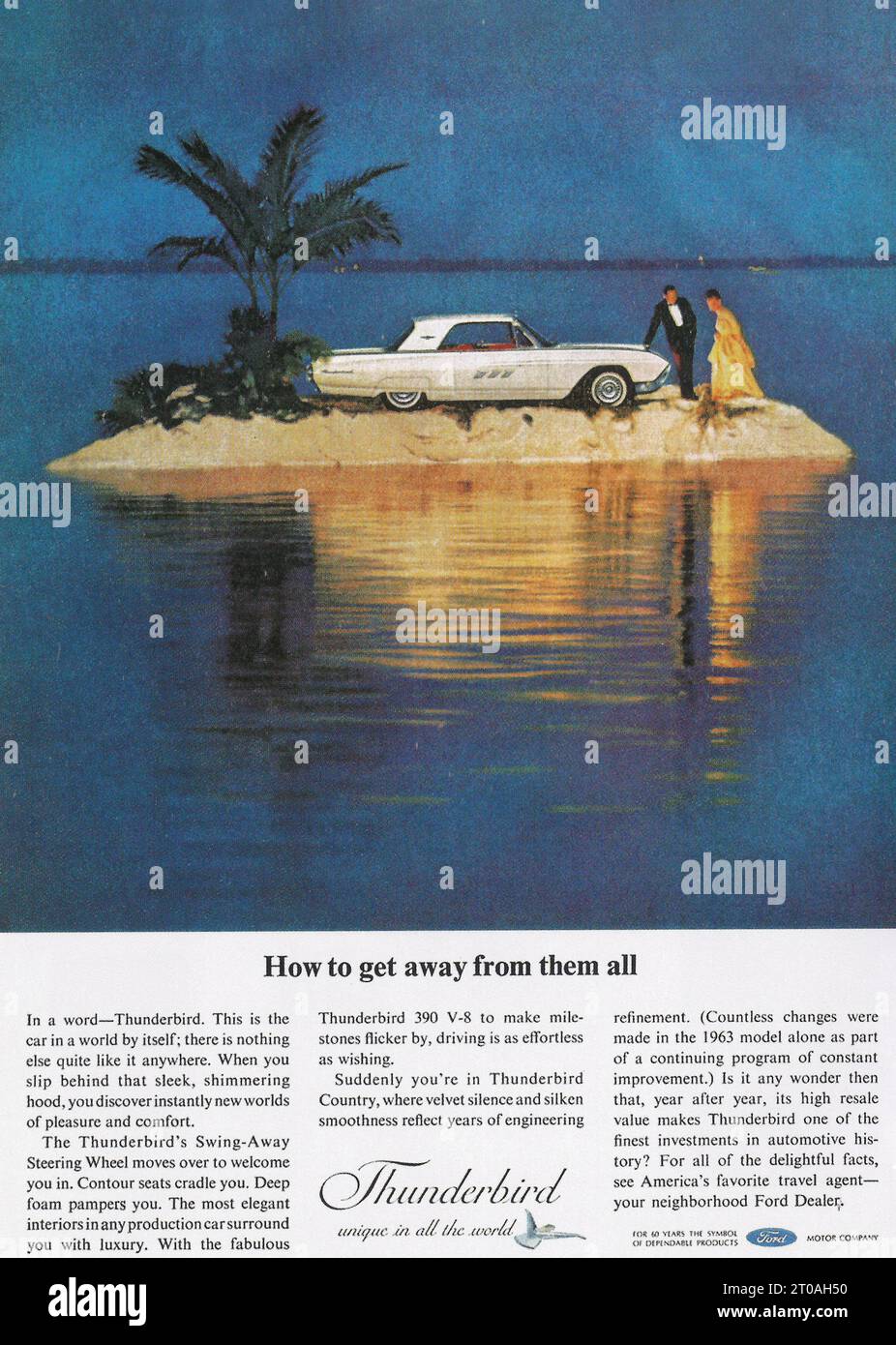 1963 Ford Thunderbird 2 Door Hardtop Ad Stock Photo