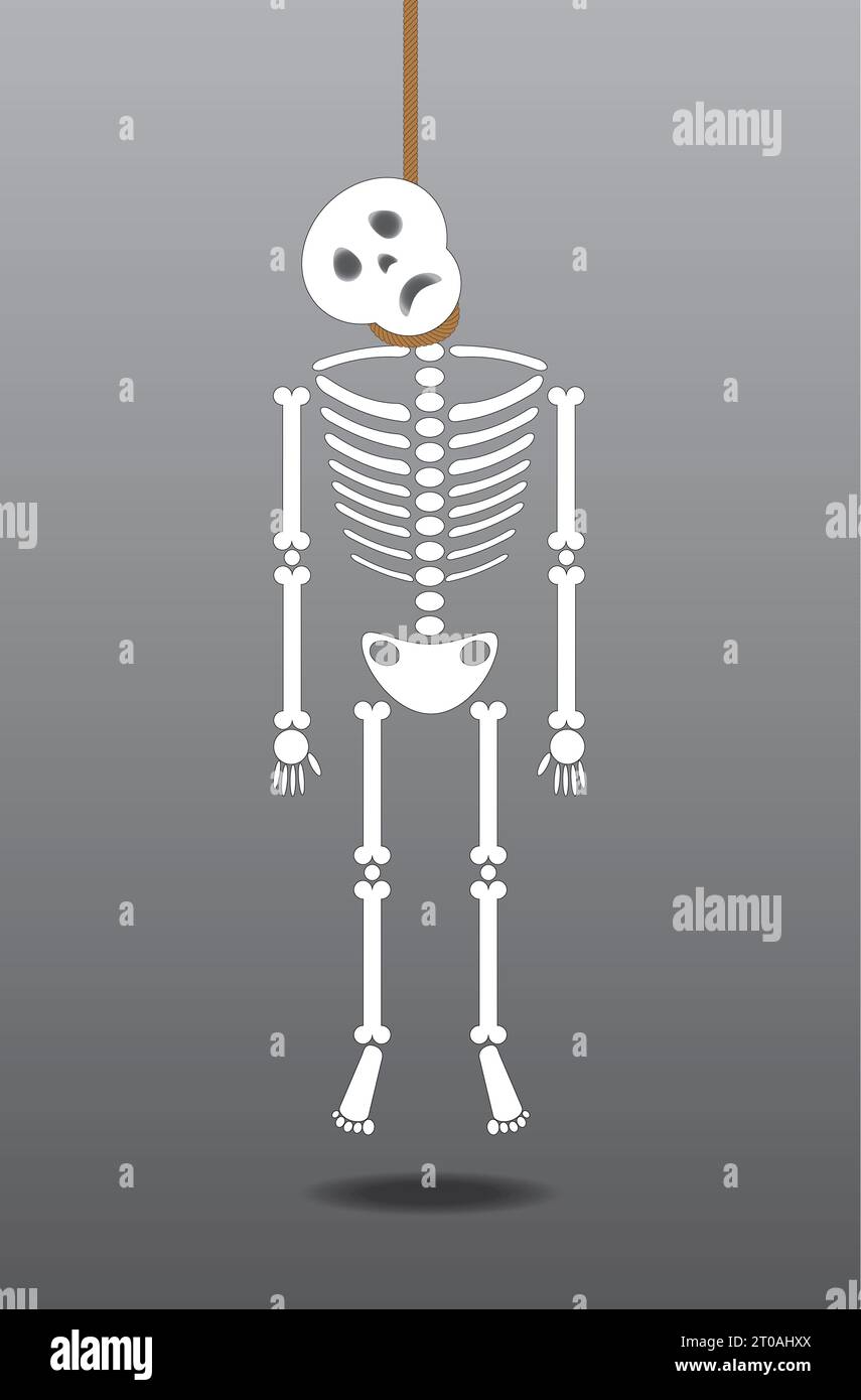 Hanged skeleton hanging from the gallows Stock Photo Alamy