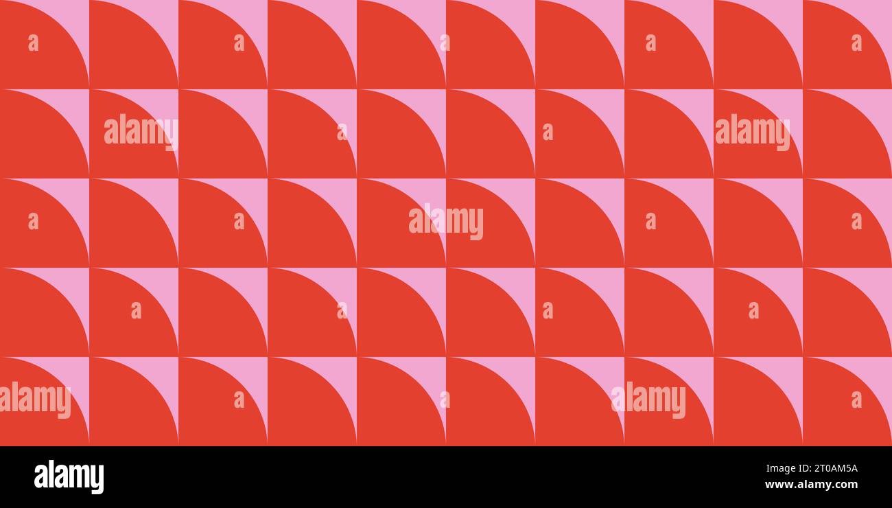 Red and pink geometric seamless pattern with curved triangles, vector illustration Stock Vector
