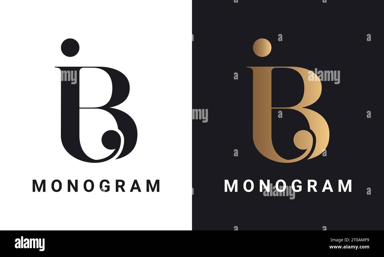 Luxury Initial JB For BJ Monogram Text Letter Logo Design Stock Vector ...