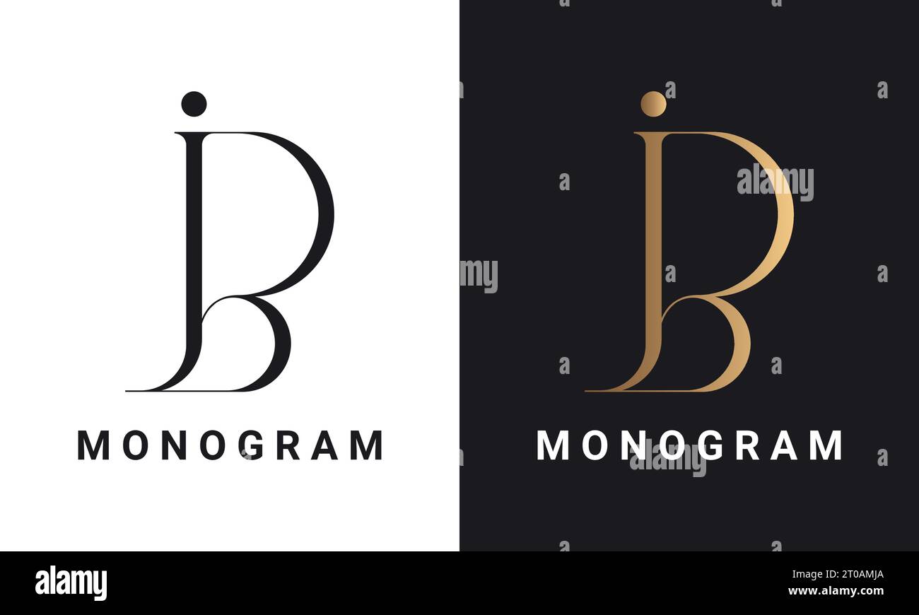 Luxury Initial JB For BJ Monogram Text Letter Logo Design Stock Vector