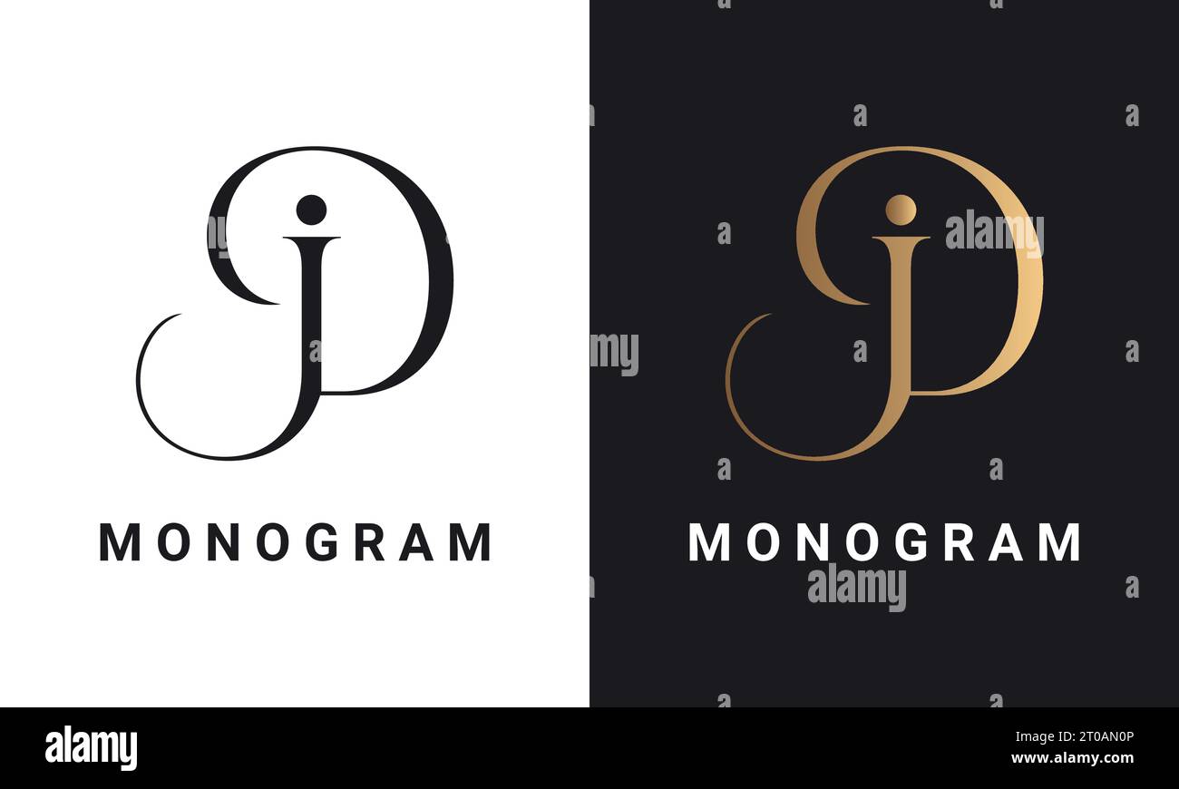 Luxury Initial JD For DJ Monogram Text Letter Logo Design Stock Vector