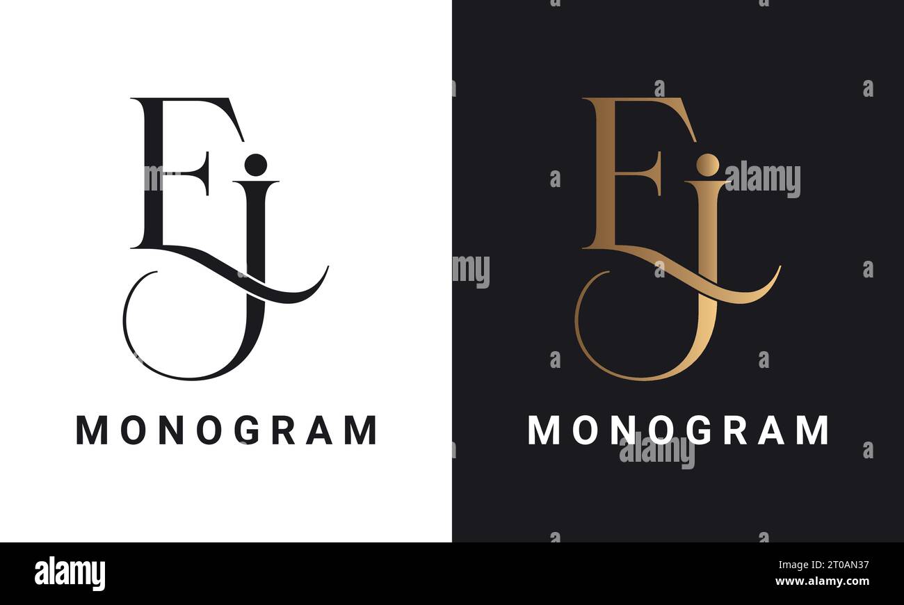 Luxury Initial JE For EJ Monogram Text Letter Logo Design Stock Vector