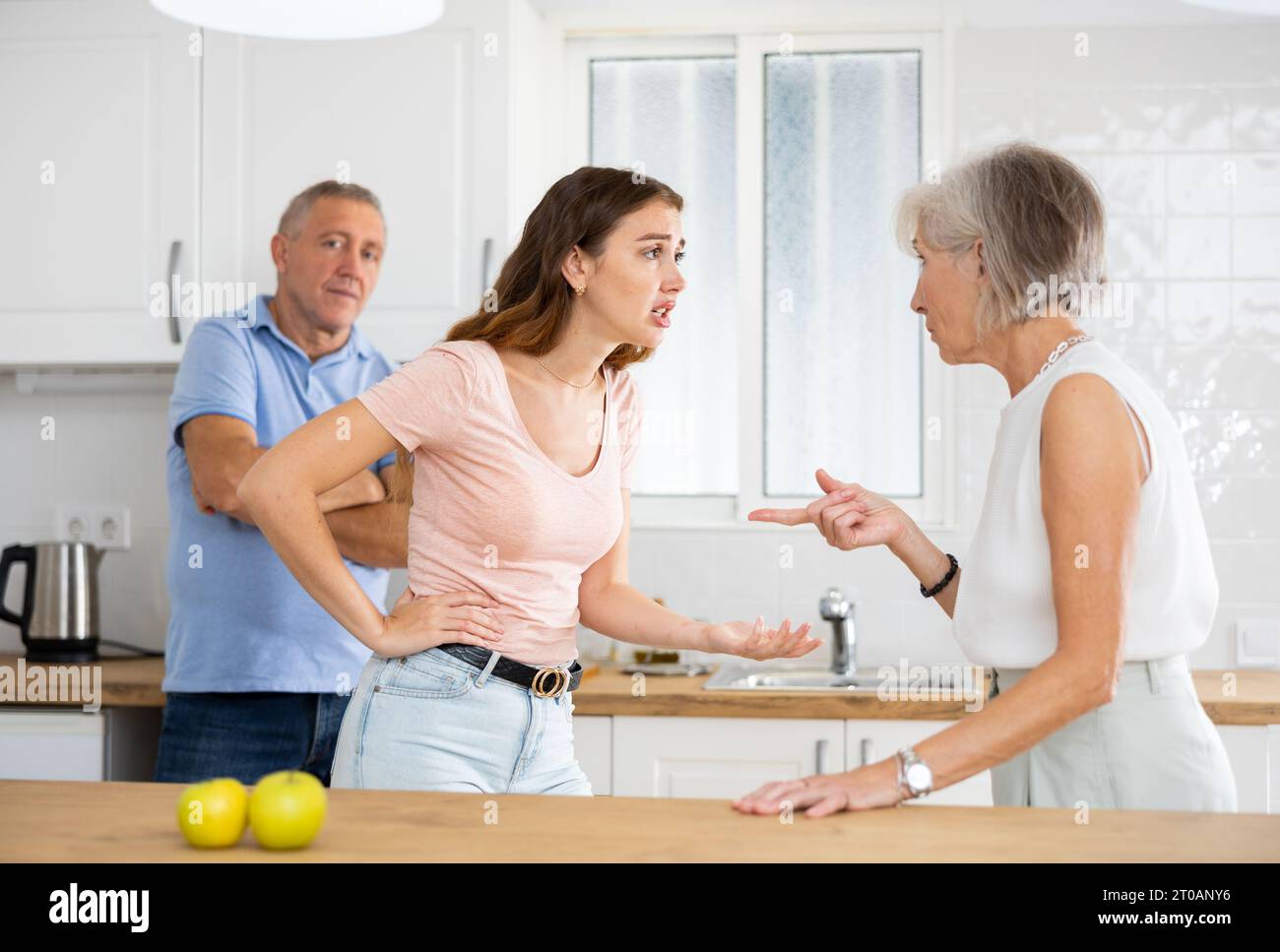 The daughter arguing with mature mother Stock Photo