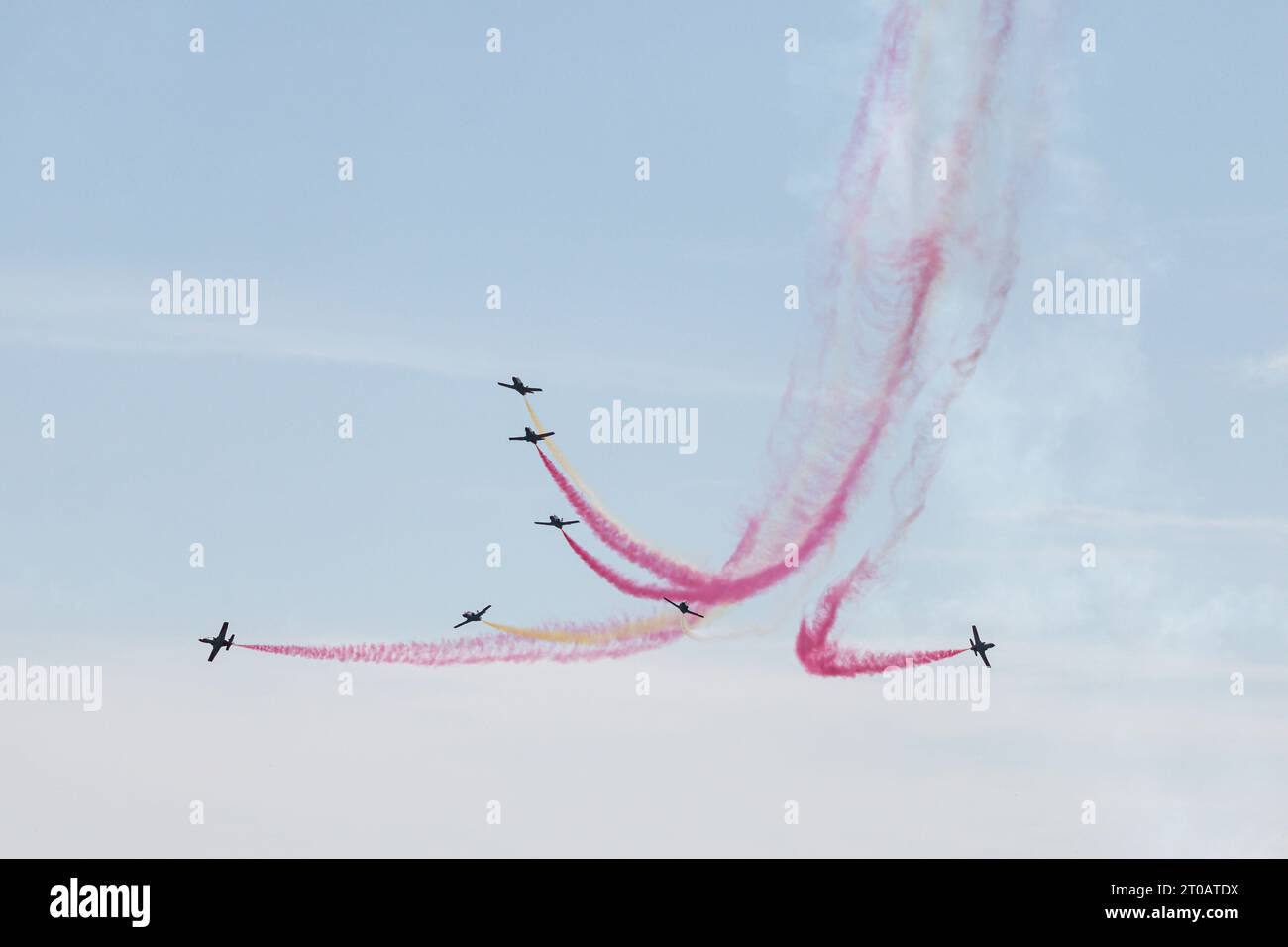 Les Diables Rouges Aerobatic Patrol Demonstration flight by the aerobatic team Patrulla Aguila (Eagle ...