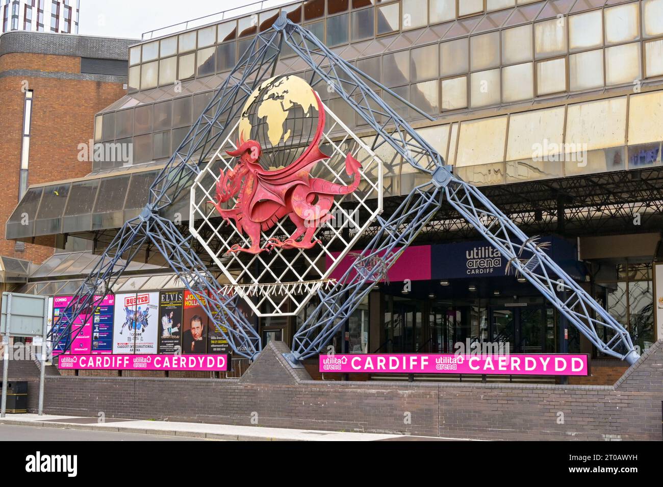 Cardiff, Wales - 1 October 2023: Sign outside the Utilita Arena concert