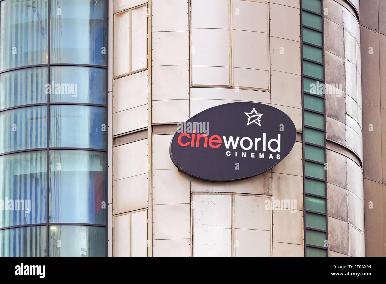 Cardiff, Wales 1 October 2023 Sign on the outside of the Cineworld