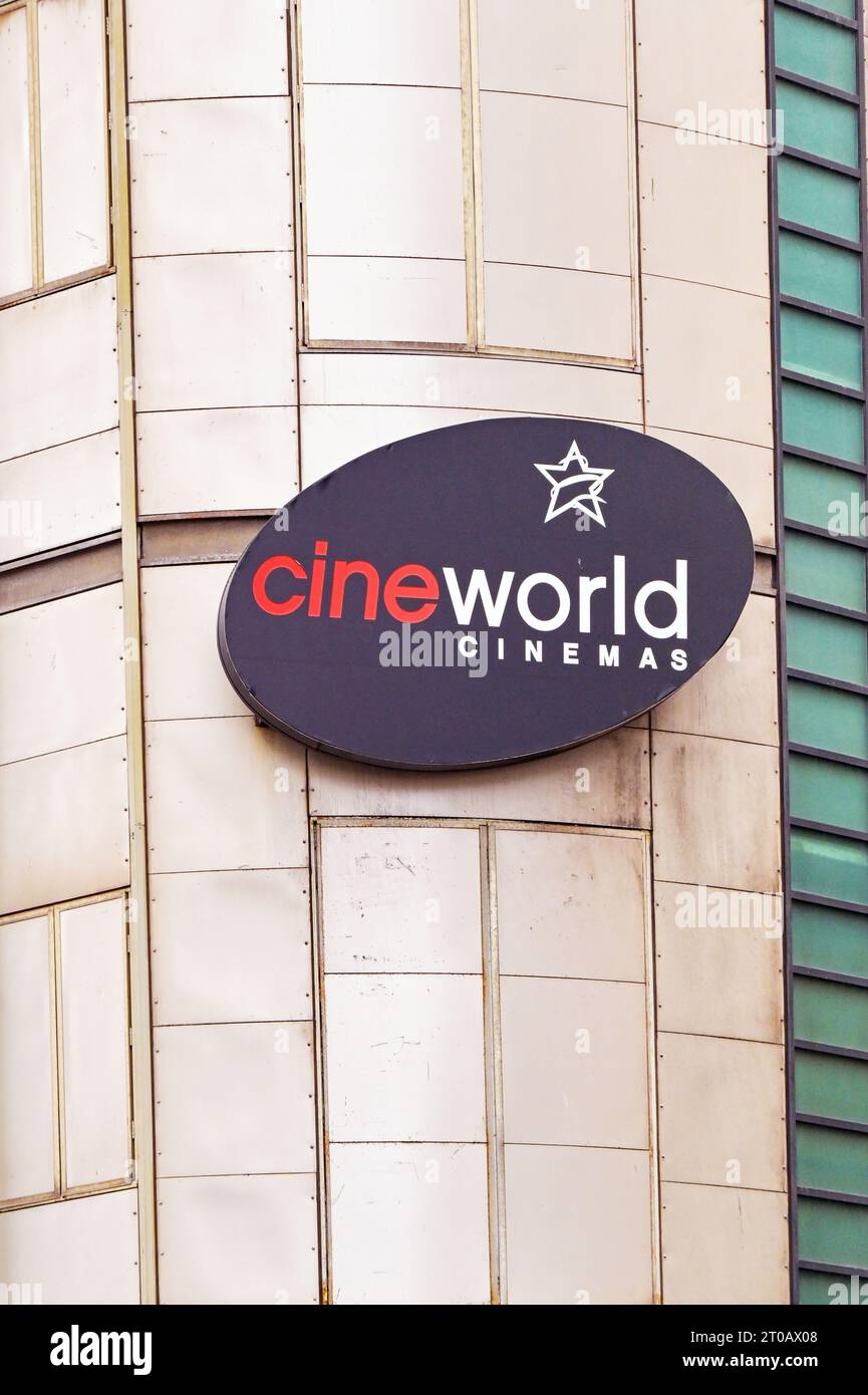 Cardiff, Wales 1 October 2023 Sign on the outside of the Cineworld