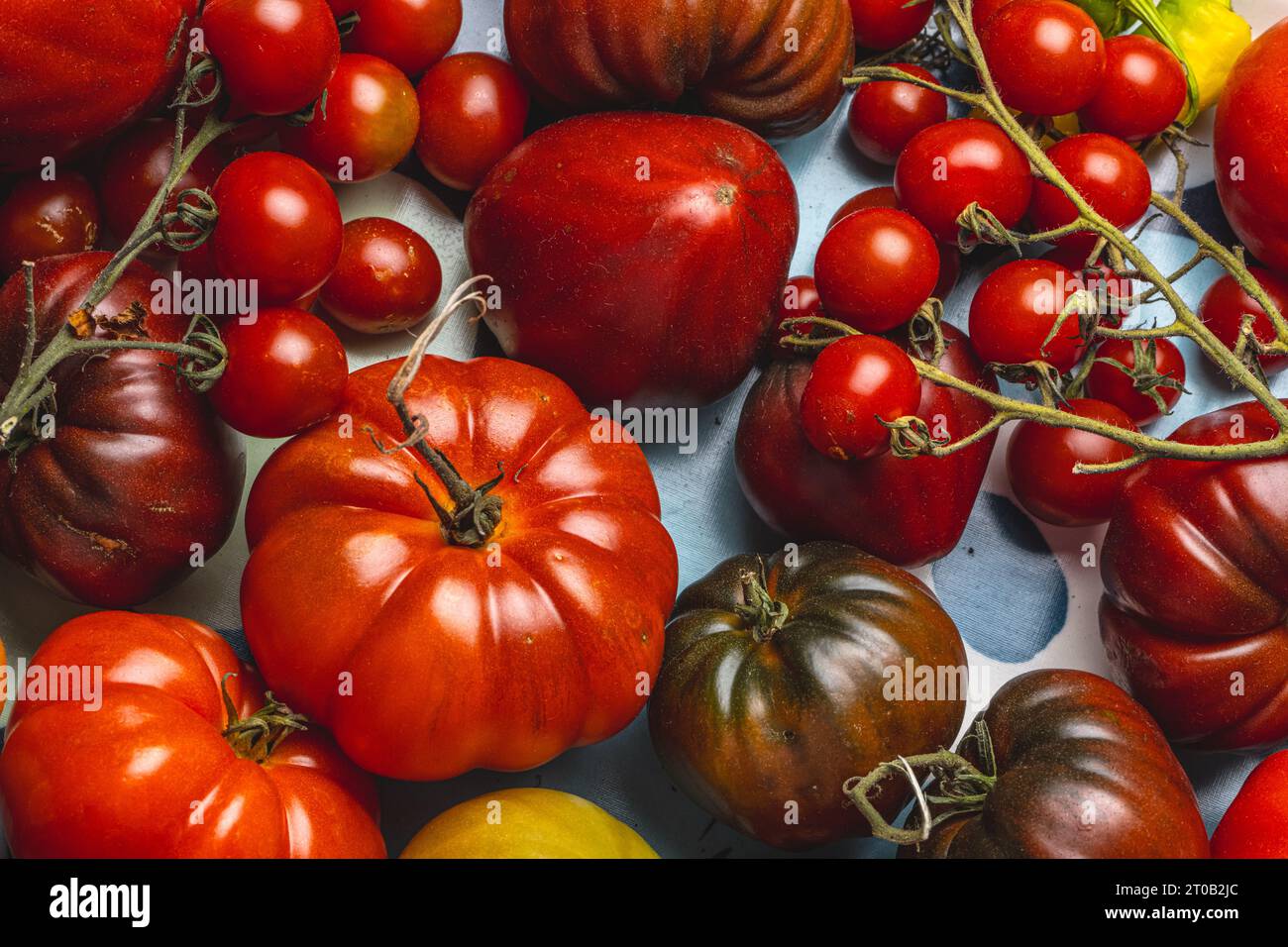 Ripe red tomatoes on a table Stock Photo - Alamy