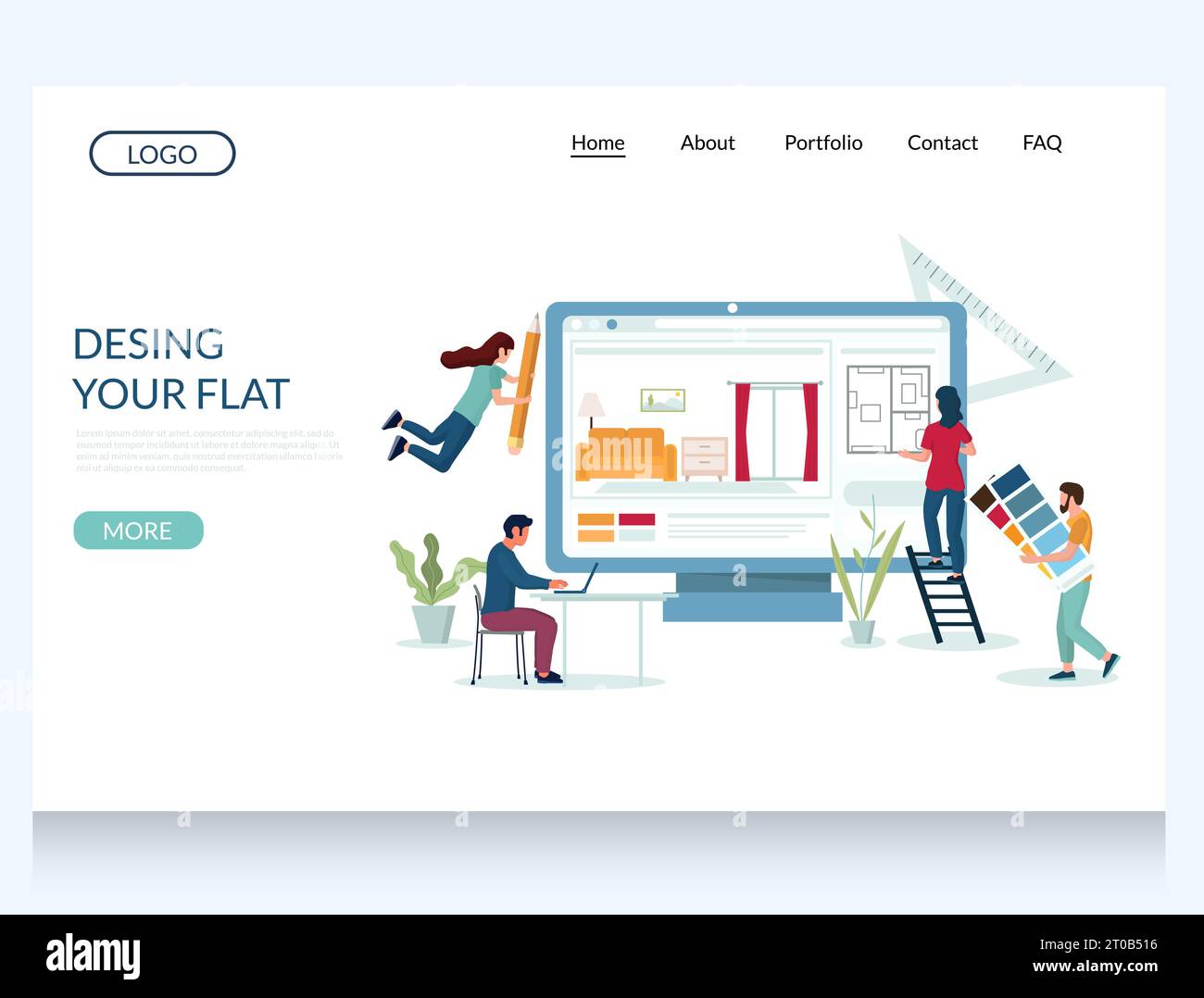 Design your flat vector website landing page design template Stock ...