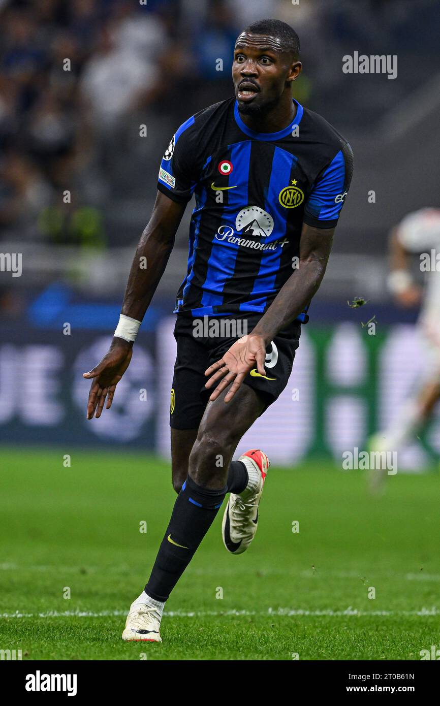 Milan, Italy. 03rd Oct, 2023. San Siro Stadium, 03.10.23 Marcus Thuram (9 FC Internazionale) during the Champions League Group stage match between FC Internazionale and Benfica at San Siro Stadium in Milan, Italy Soccer (Cristiano Mazzi/SPP) Credit: SPP Sport Press Photo. /Alamy Live News Stock Photo