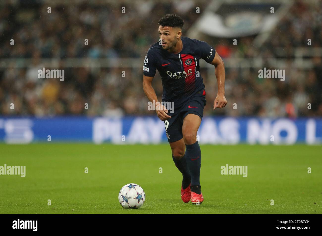 Paris St Germain's Goncalo Ramos during the UEFA Champions League Group F match between Newcastle United and Paris St Germain at St. James's Park, Newcastle on Wednesday 4th October 2023. (Photo: Mark Fletcher | MI News) Credit: MI News & Sport /Alamy Live News Stock Photo