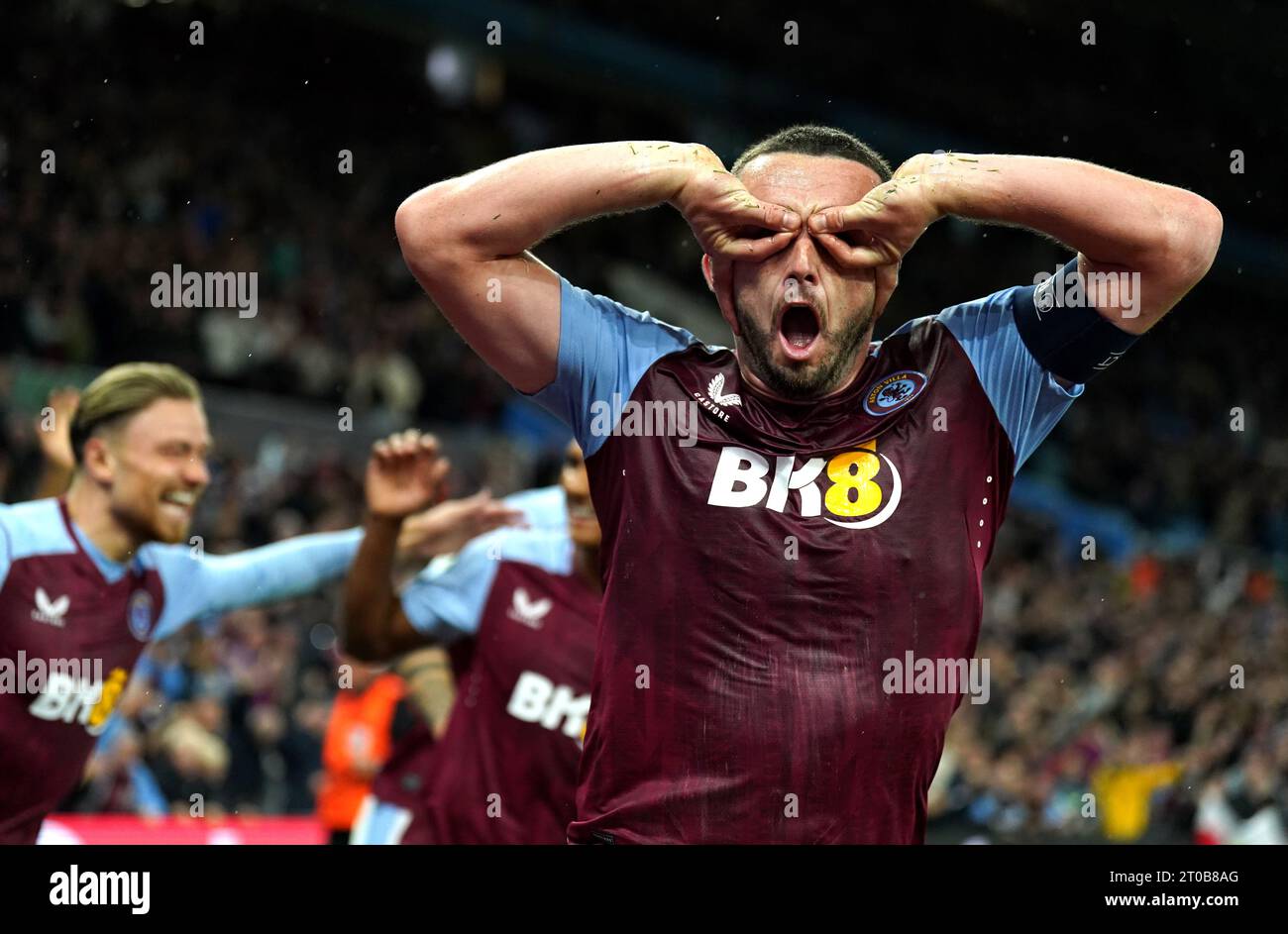 Aston Villa's John McGinn celebrates scoring their side's first goal of the game during the UEFA Europa Conference League Group E match at Villa Park, Birmingham. Picture date: Thursday October 5, 2023. Stock Photo