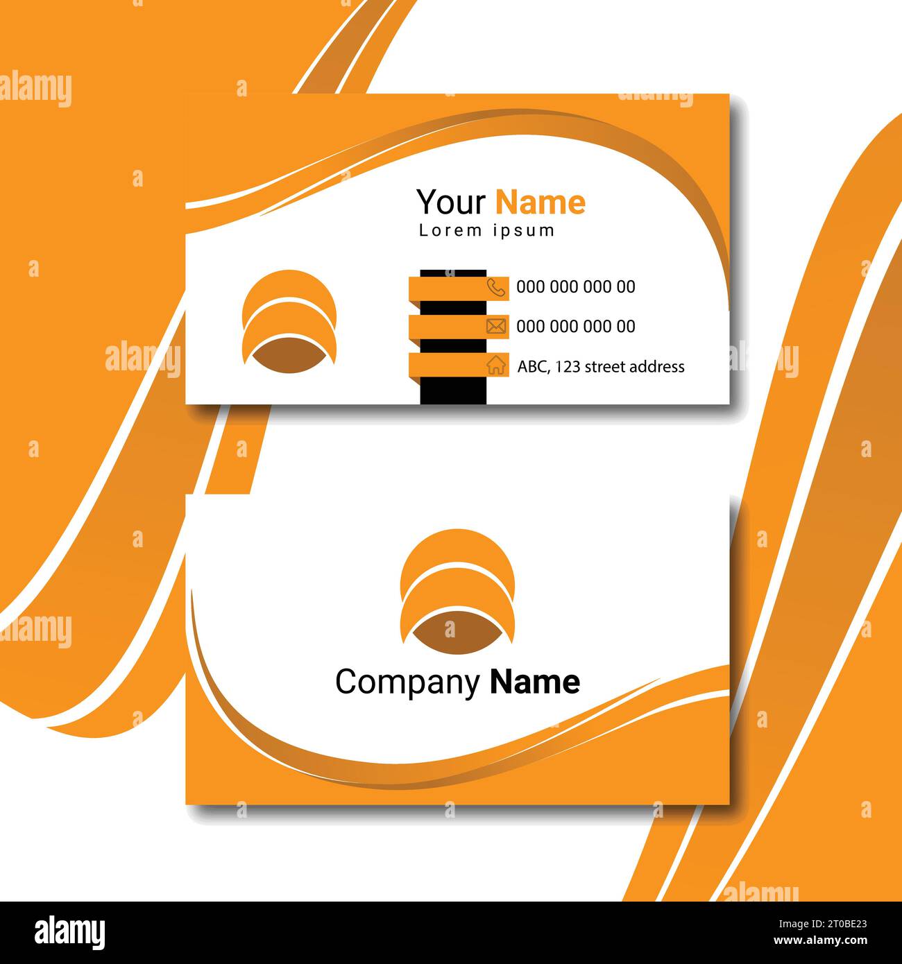 Orange Color Minimalist Business Card Design Template Stock Vector
