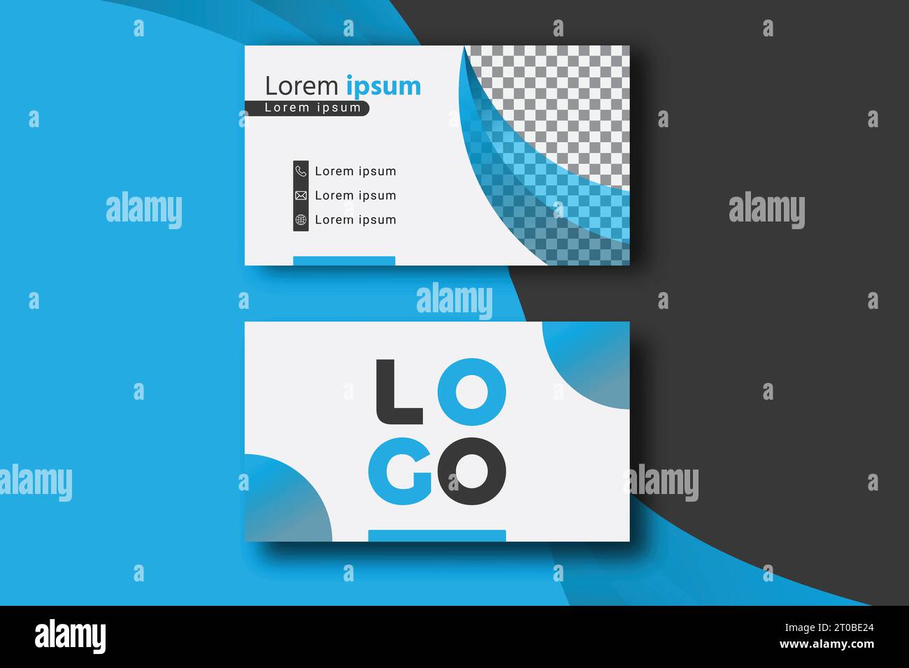 Black and Blue Vector Business Card Design Editable Template Stock Vector