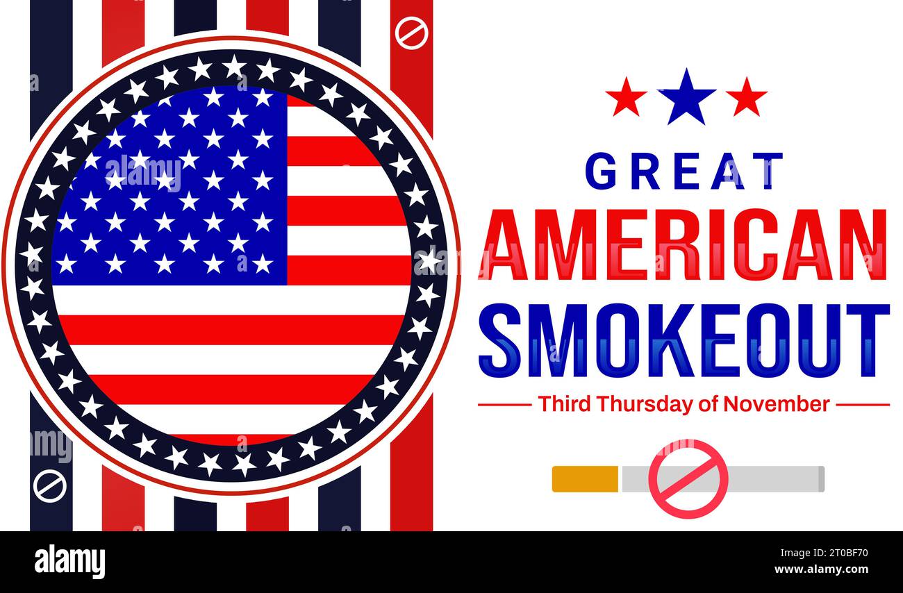 Great American smokeout day backdrop with United States flag and