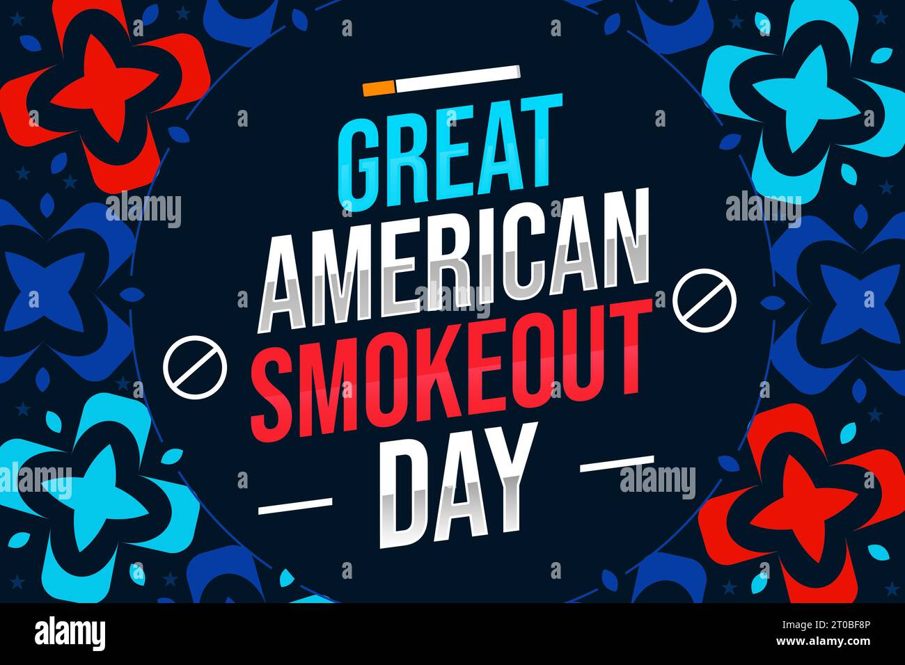 Great American Smokeout Day Wallpaper with blue shapes and typography