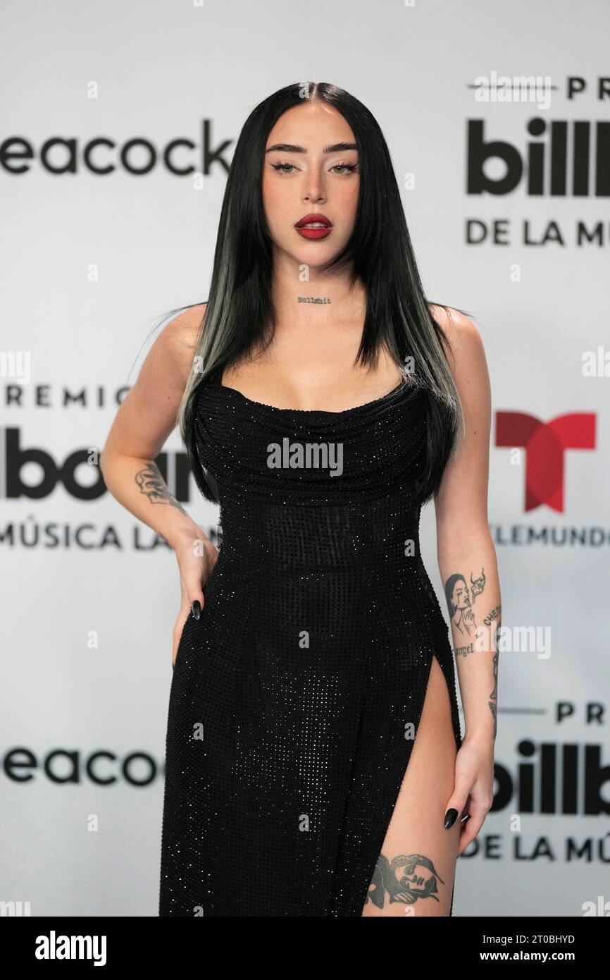Singer Nicki Nicole arrives at the Latin Billboard Awards, Thursday
