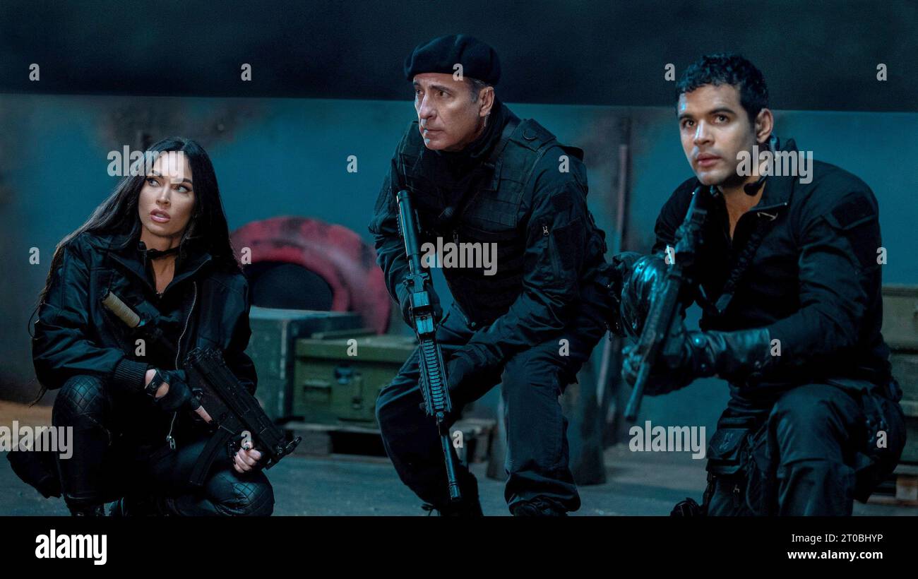 EXPEND4BLES, (aka THE EXPENDABLES 4), from left Megan Fox, Andy Garcia, Jacob Scipio, 2023. ph