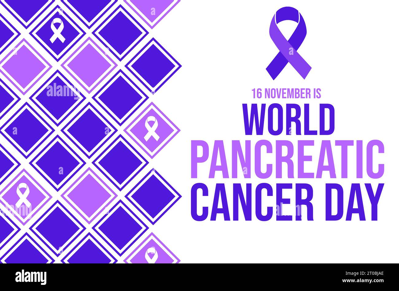 World Pancreatic Cancer day wallpaper with ribbon in purple and