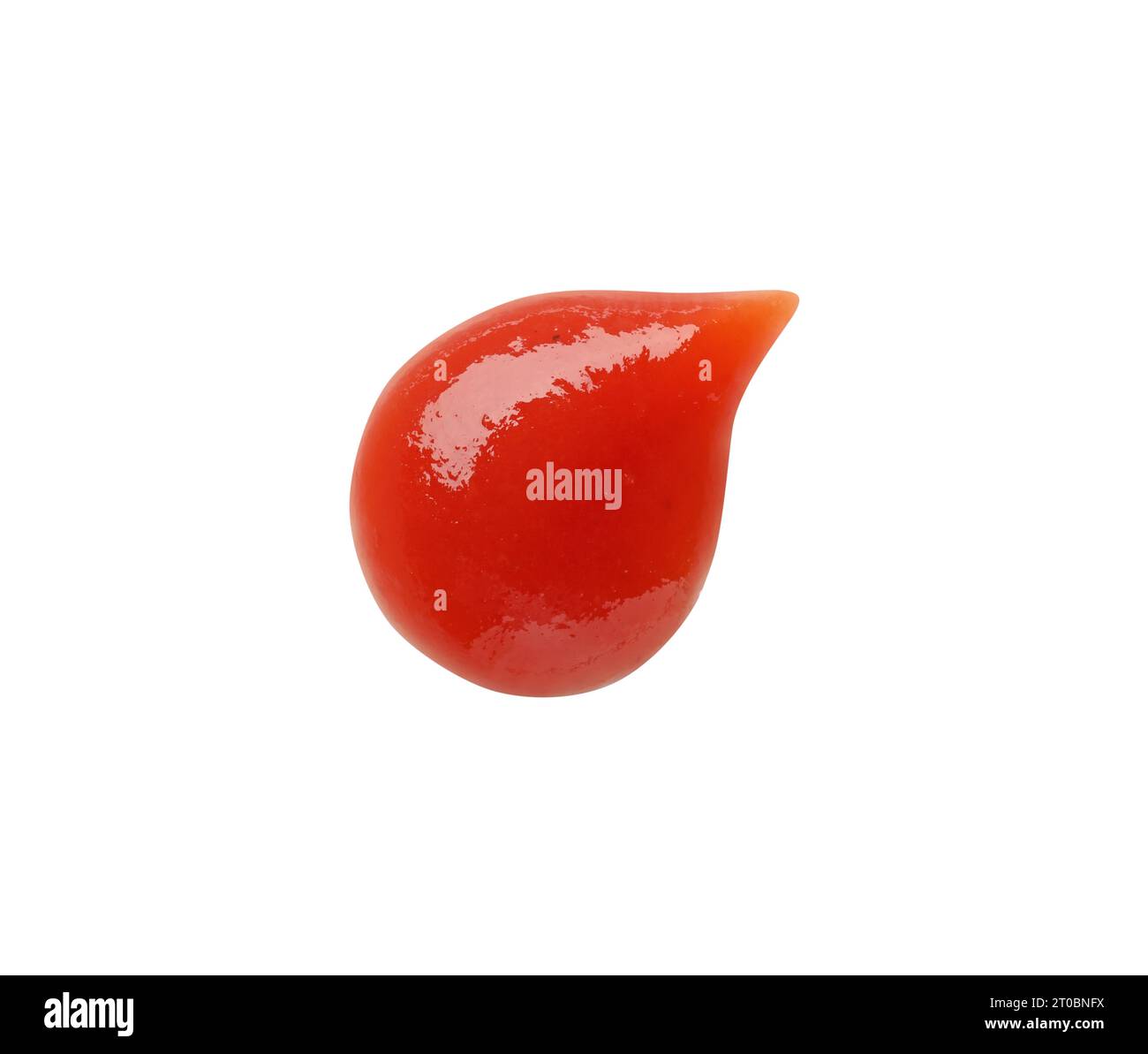 Tasty ketchup isolated on white, top view Stock Photo