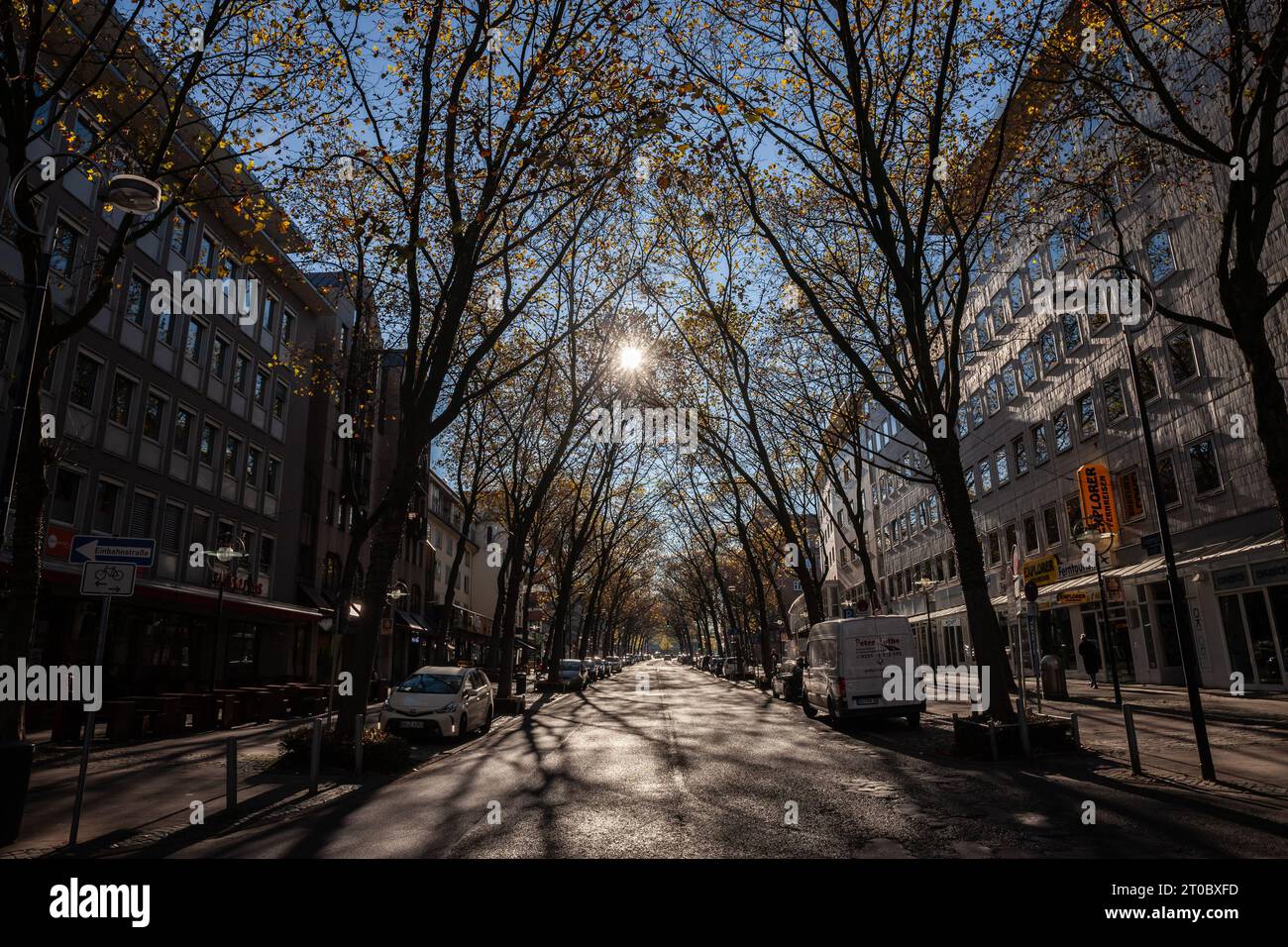 Picture of a street of Cologne, Germany, with residential buildings in the city center. Cologne