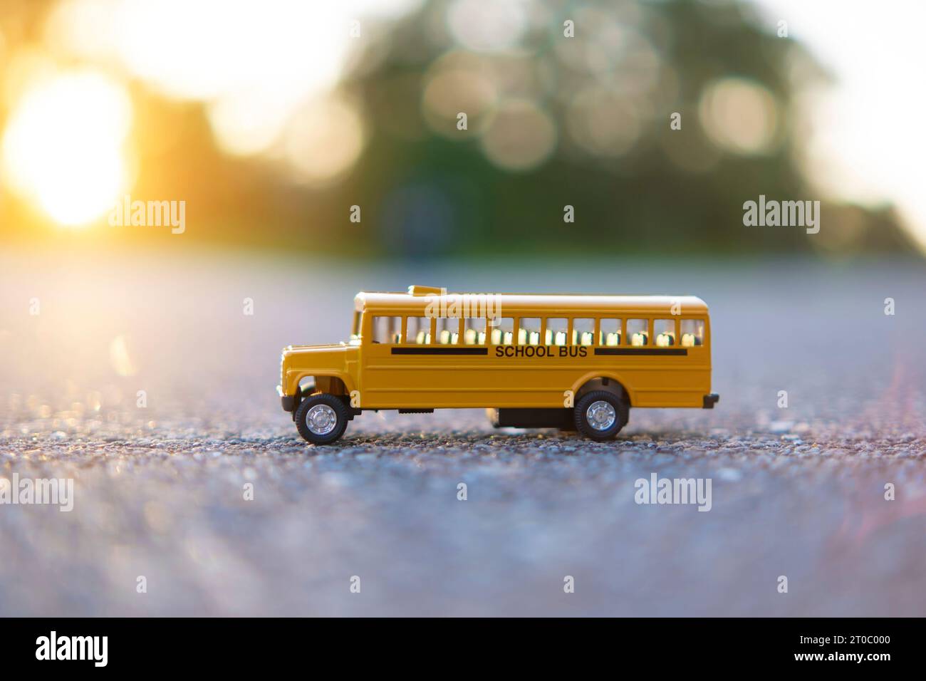 Model of classical american yellow school bus for transporting of kids ...