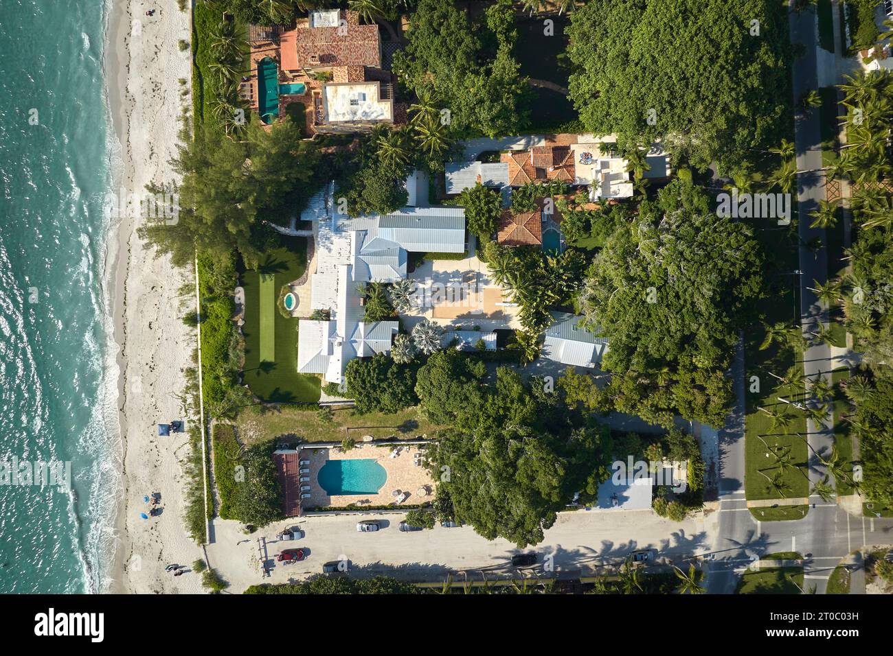 Premium housing development in the USA. Expensive waterfront houses