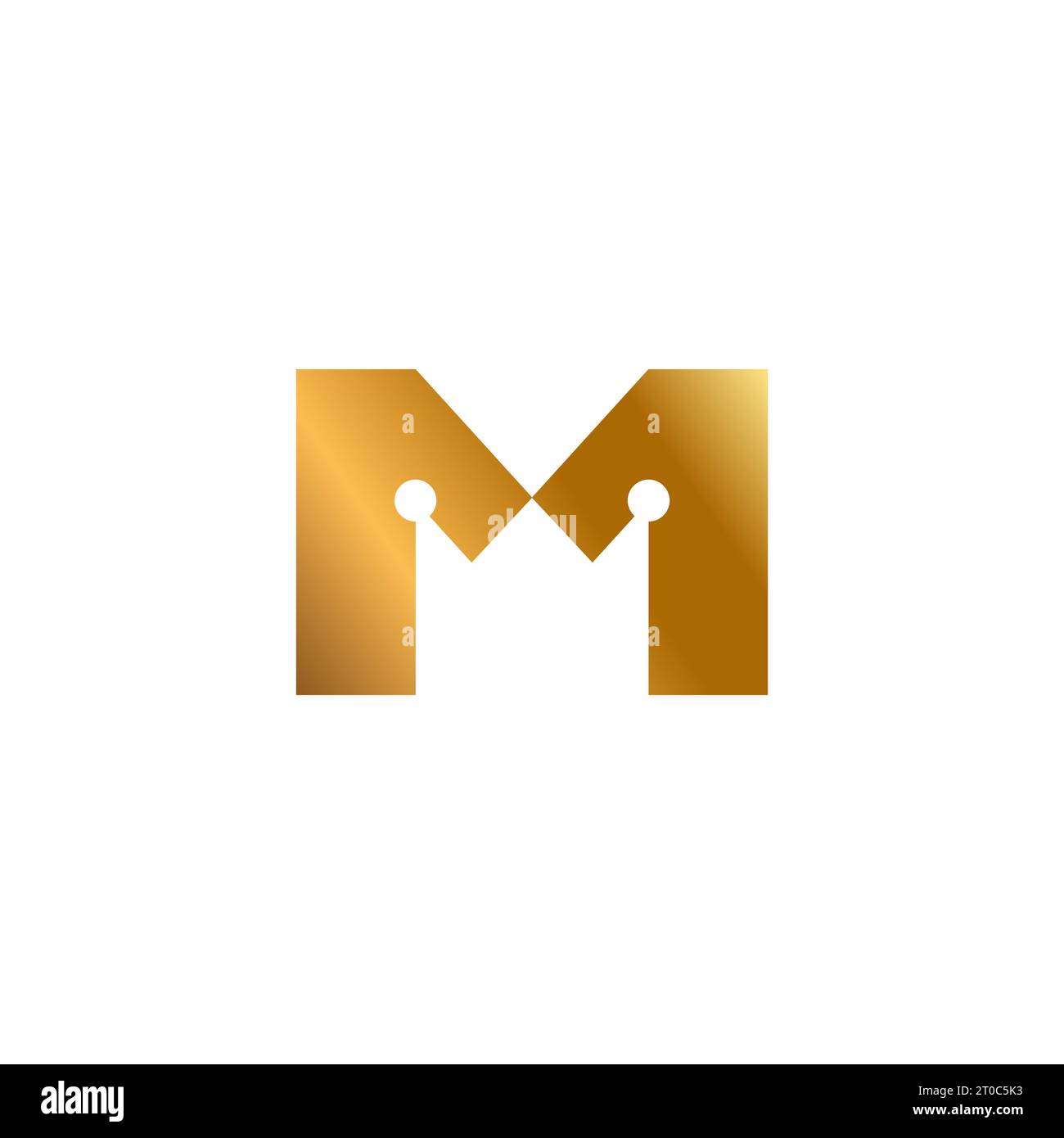 M Crown Logo Design With Gold Color Stock Vector
