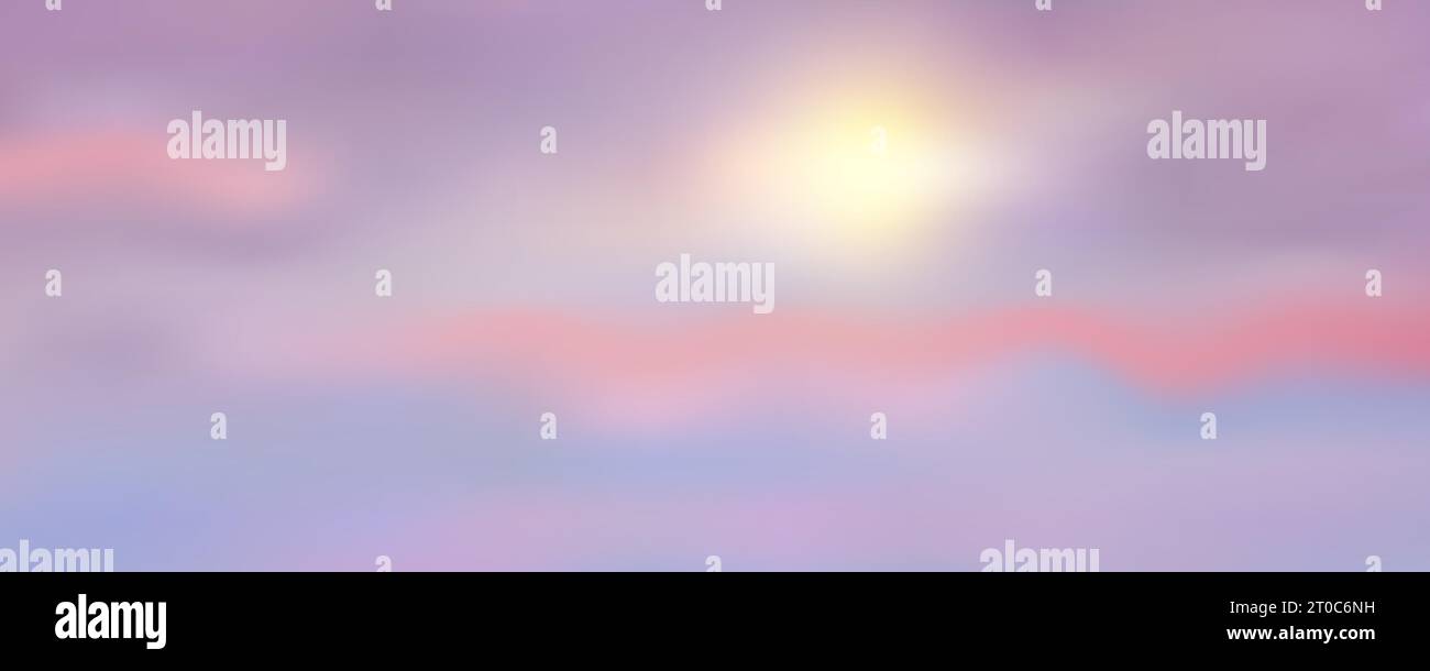 Pink sky background. Pastel abstract purple gradient sunset. Watercolor winter cold wallpaper. Vector blurred sunset landscape. Stock Vector