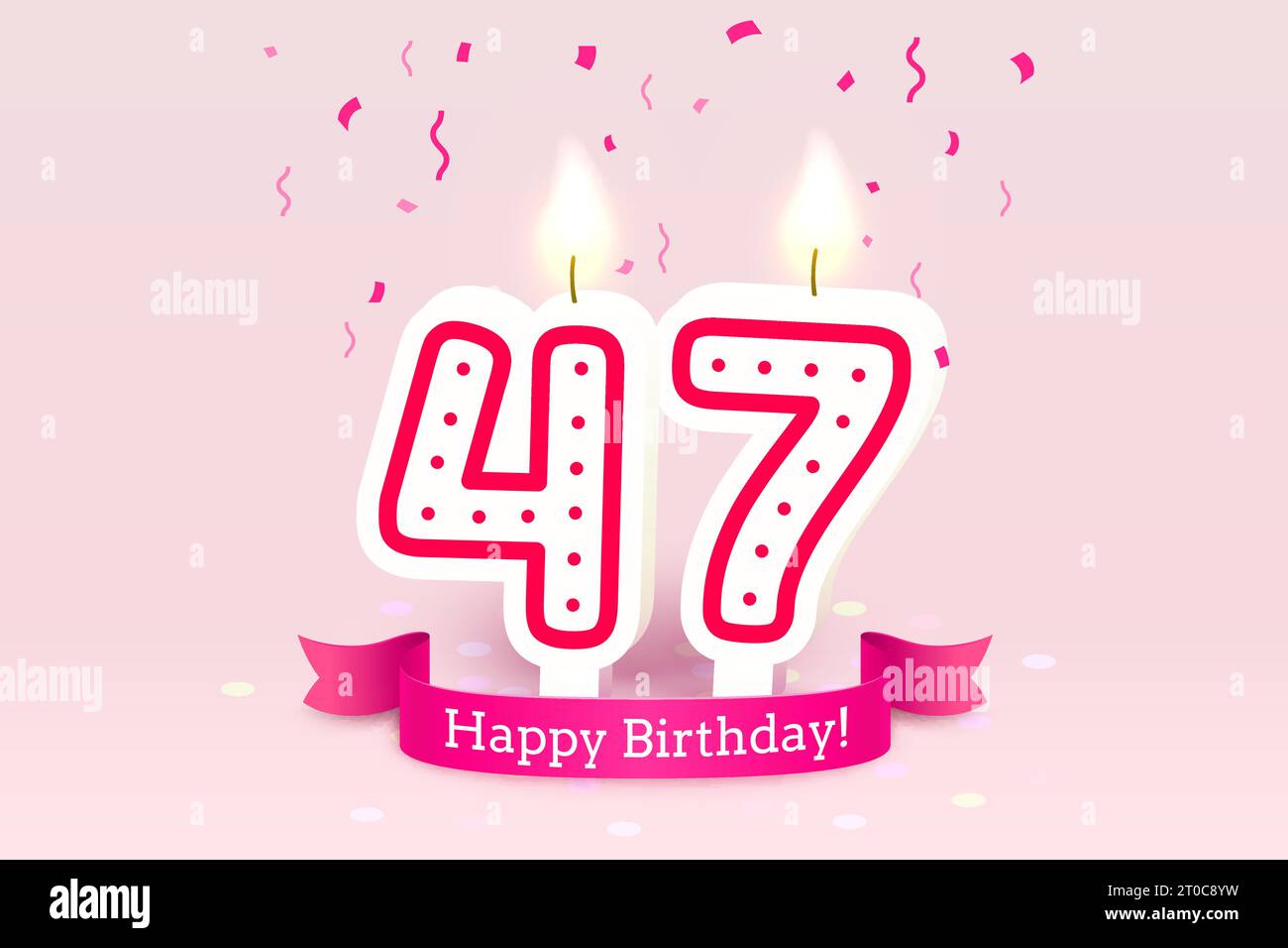 Happy Birthday years. 47 anniversary of the birthday, Candle in the