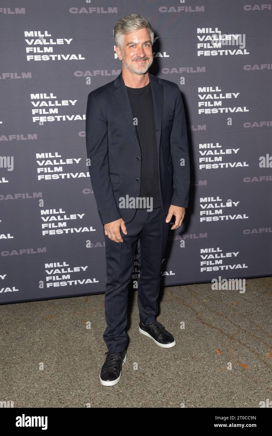 Mill Valley, USA. 05th Oct, 2023. Peter Simonite arrives at the opening night premiere of 'Day of the Fight' of 2023 Mill Valley Film Festival at The Outdoor Art Club on October 05, 2023 in Mill Valley, California. Photo: Picture Happy Photos/imageSPACE for MVFF/Sipa USA Credit: Sipa USA/Alamy Live News Stock Photo