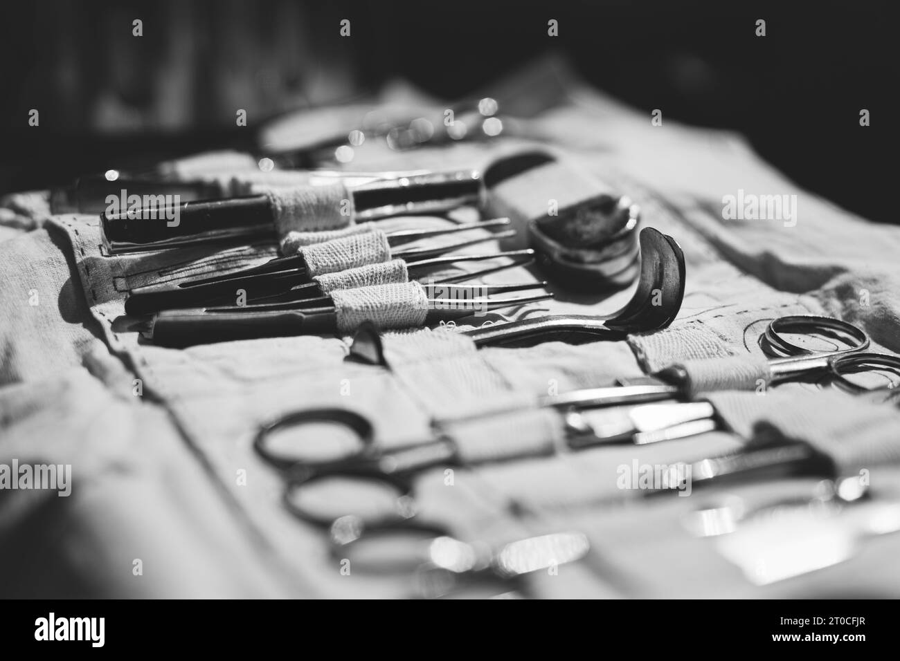 Old Medical And Surgical Instruments. Many Surgical Instruments For