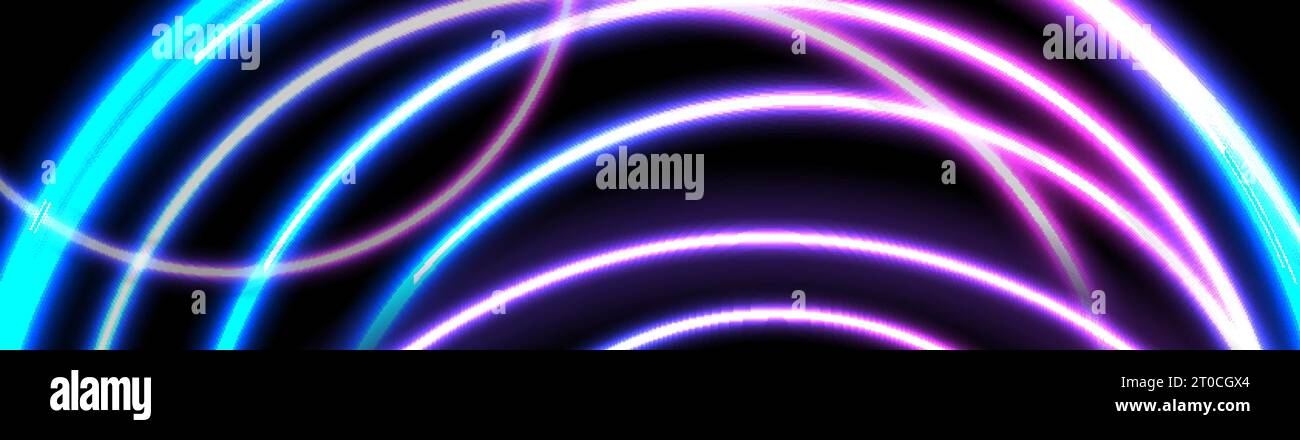 Blue purple neon glowing circles abstract background. Vector banner ...