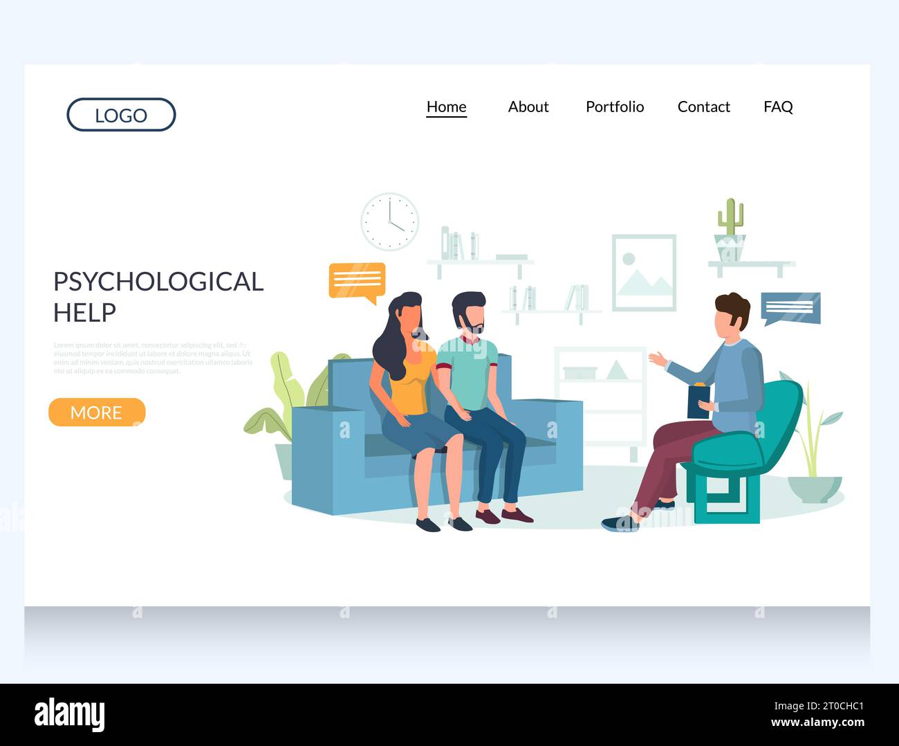 Psychological help vector website landing page design template Stock Vector