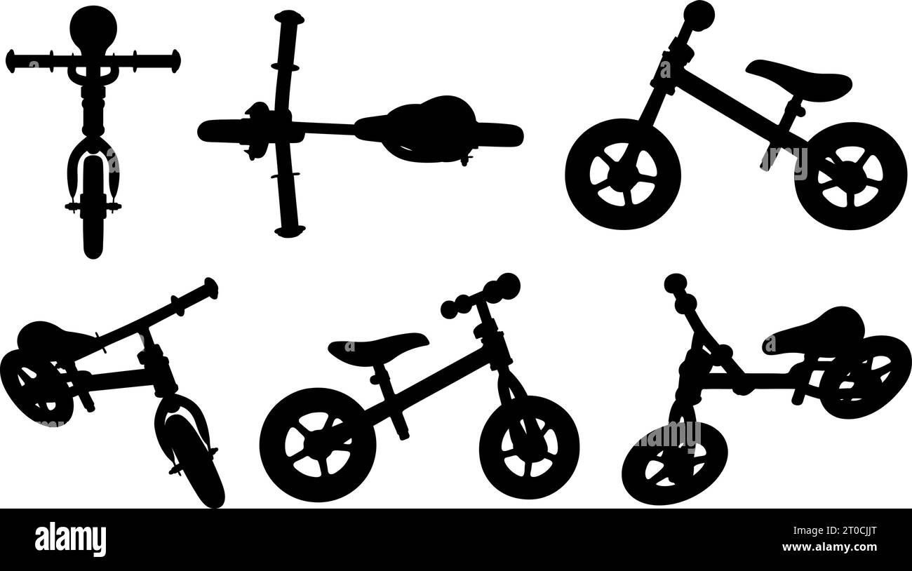 Set of different kids balance bike isolated on white Stock Vector Image
