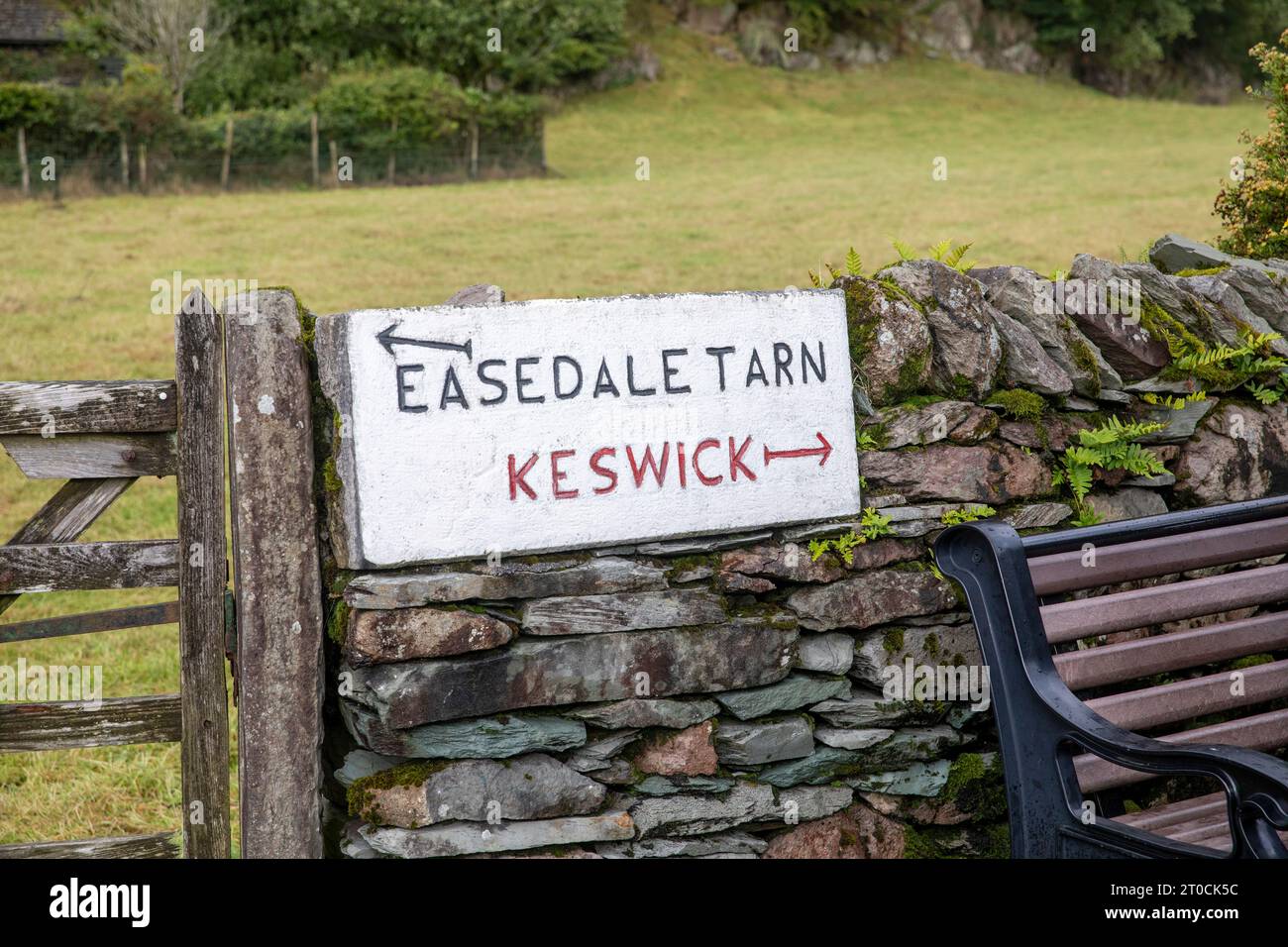 Grasmere village in the Lake District national park, directions hand