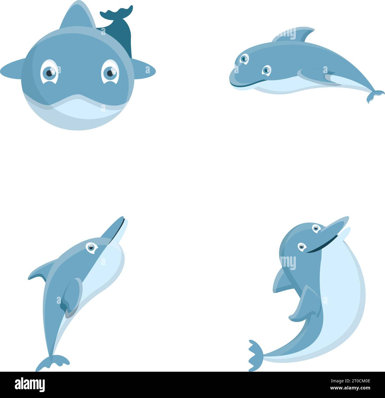 Sea dolphin icons set cartoon vector. Marine animal. Underwater life Stock Vector