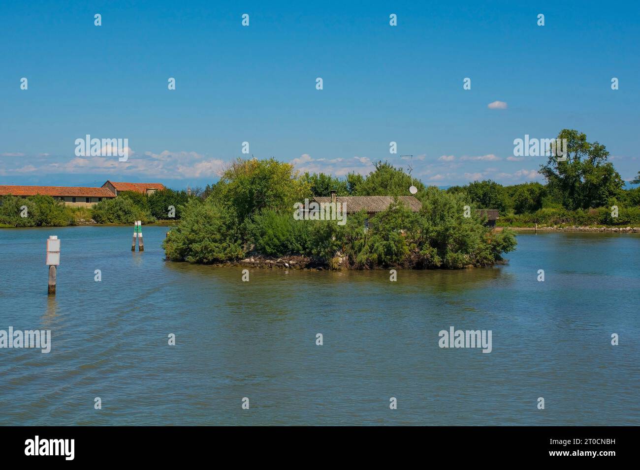 A small fisherman's island in the Grado section of the Marano and Grado Lagoon in Friuli-Venezia Giulia, north east Italy. August. Stock Photo